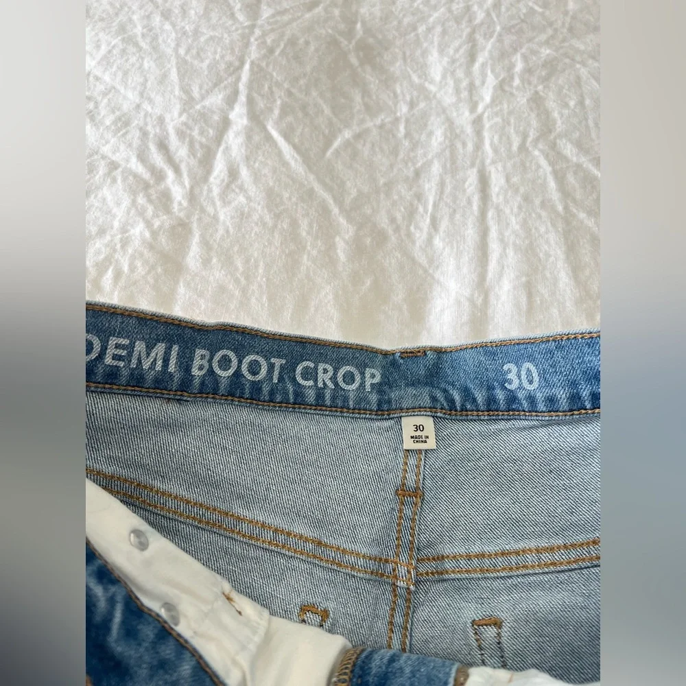 J. CREW | Women’s 30 | 10" Billie Demi Boot Crop Jeans Blue Zipper Fly Raw Hem - Picture 2 of 9